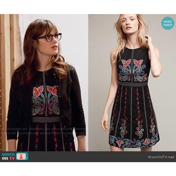 Maeve Women's Size 0 Chennai Dress ~ Black Embroidered Sheath Anthropologie Boho - Picture 5 of 11